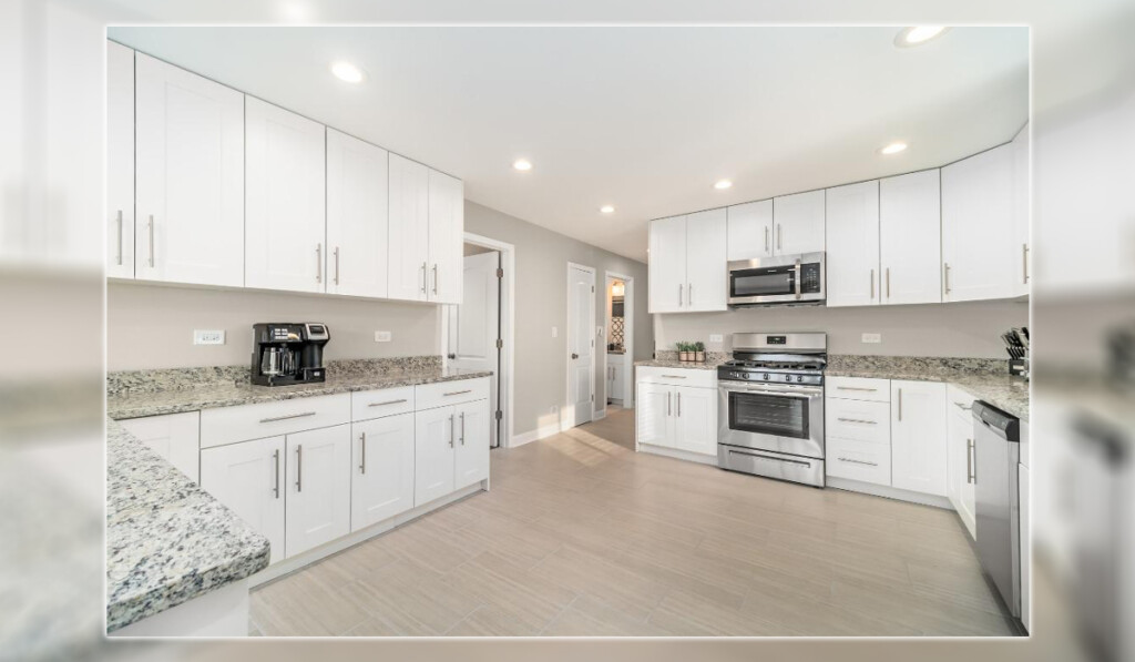 Modern kitchen area from a corporate rental.